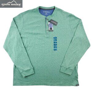 Eddie Bauer Henley Shirt Thermal Soft Stretch Green Heather Men's XXL NWT